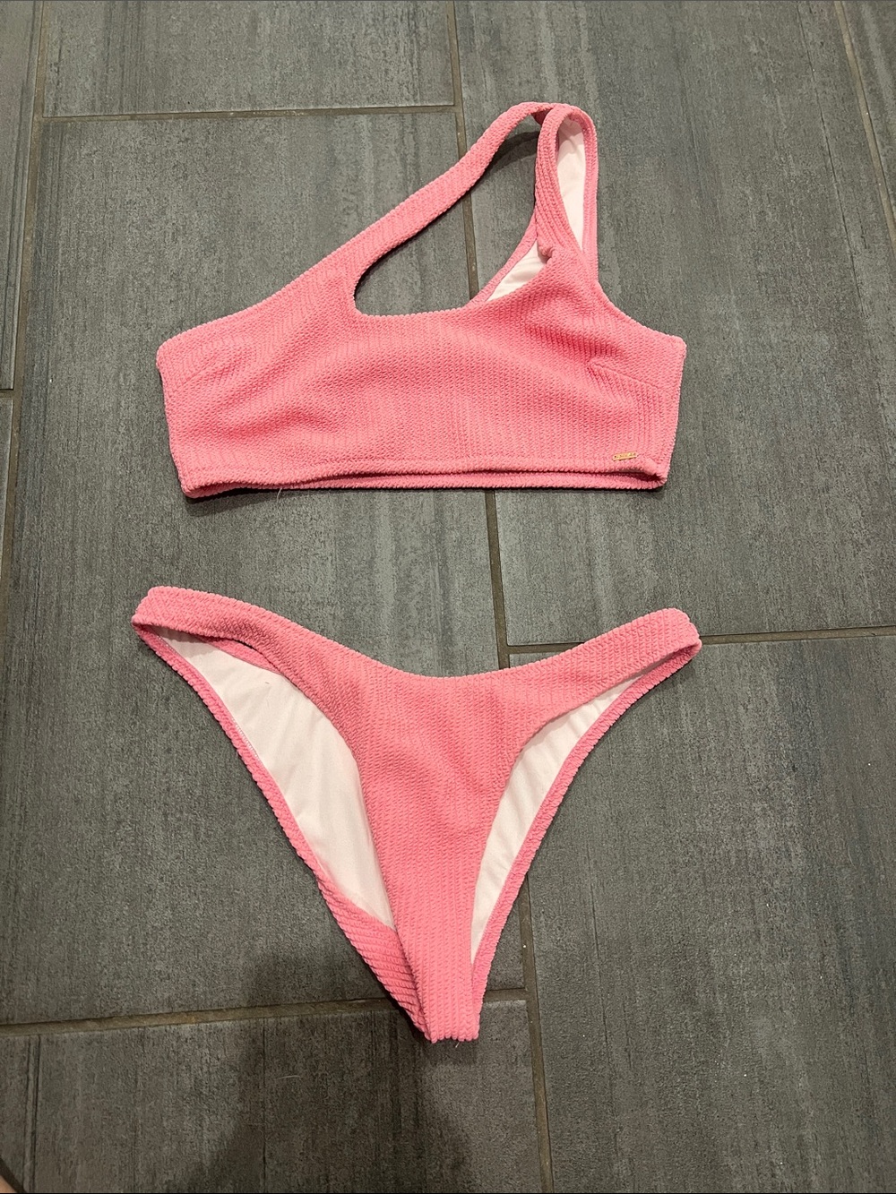 Victoria's Secret Pink Textured One-Shoulder Bikini Set